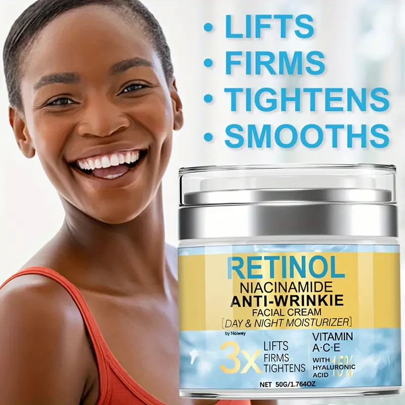 Retinol & Collagen Face Cream - 1.764oz, Anti-Wrinkle & Lifting with Vitamin E & Niacinamide, Hydrating Day & Night Moisturizer for All Skin Types