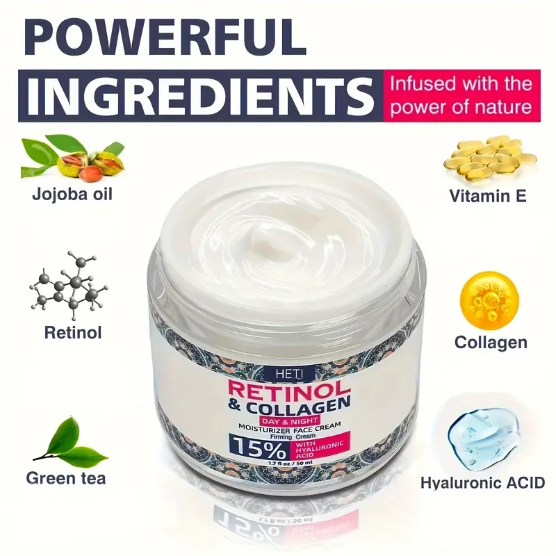 Advanced Retinol Collagen Face Moisturizer - Intense Hydration & Skin-Tightening Cream - Dual-Time Use for Men & Women - Unisex, Highly Effective, Suitable for All Skin Types