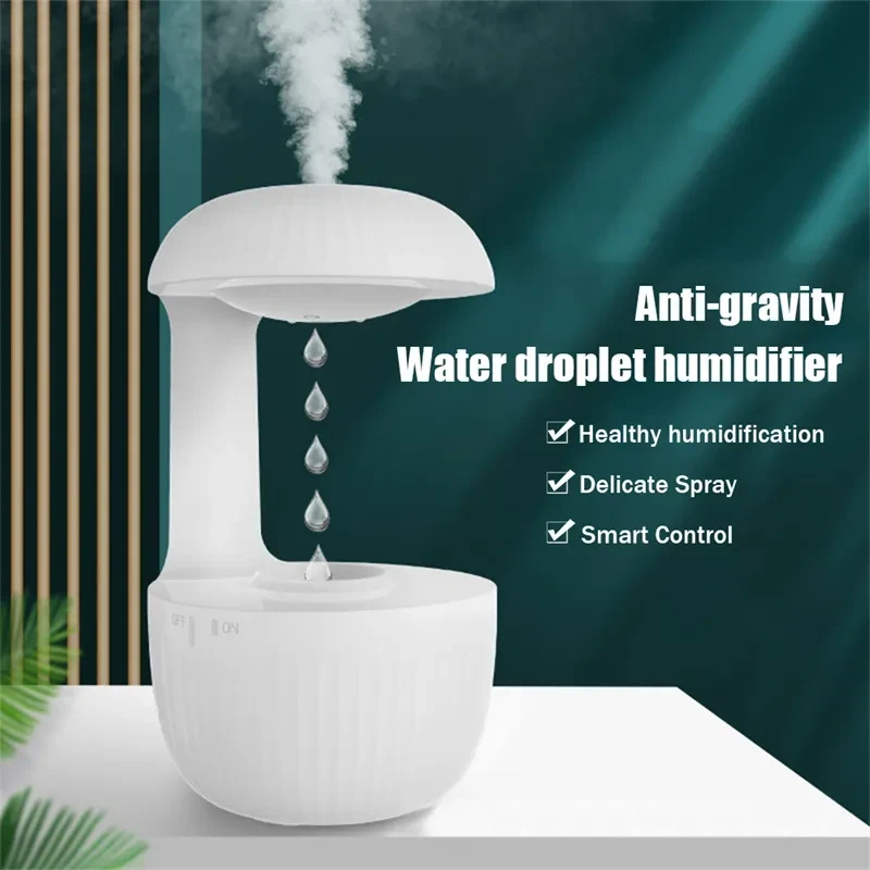 Bedroom Anti-Gravity Humidifier With Clock Water Drop Backflow Aroma Diffuser Large Capacity Office Bedroom Mute Heavy Fog Household Sprayer