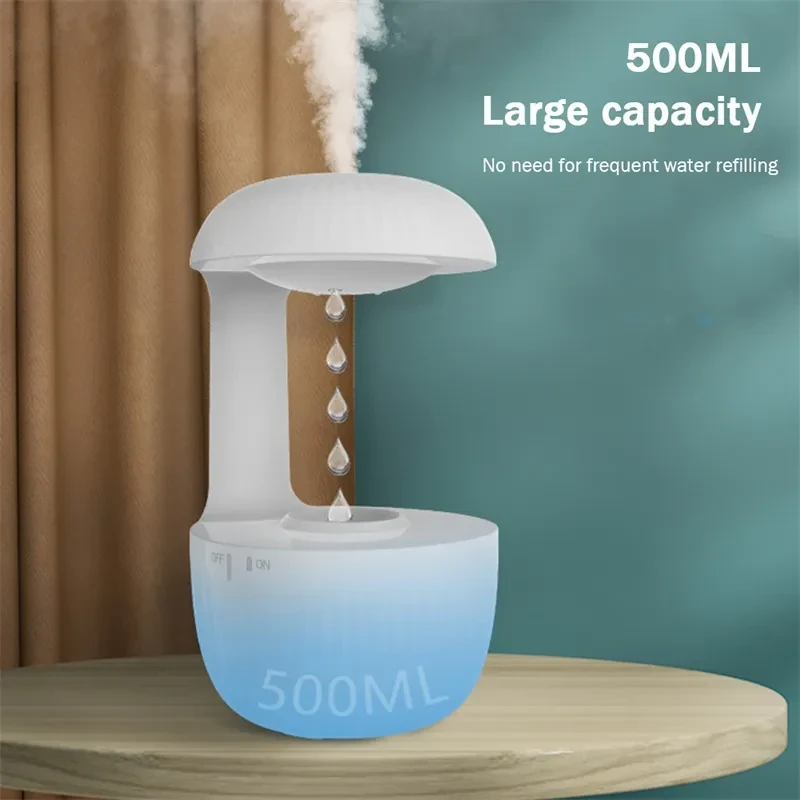 Bedroom Anti-Gravity Humidifier With Clock Water Drop Backflow Aroma Diffuser Large Capacity Office Bedroom Mute Heavy Fog Household Sprayer