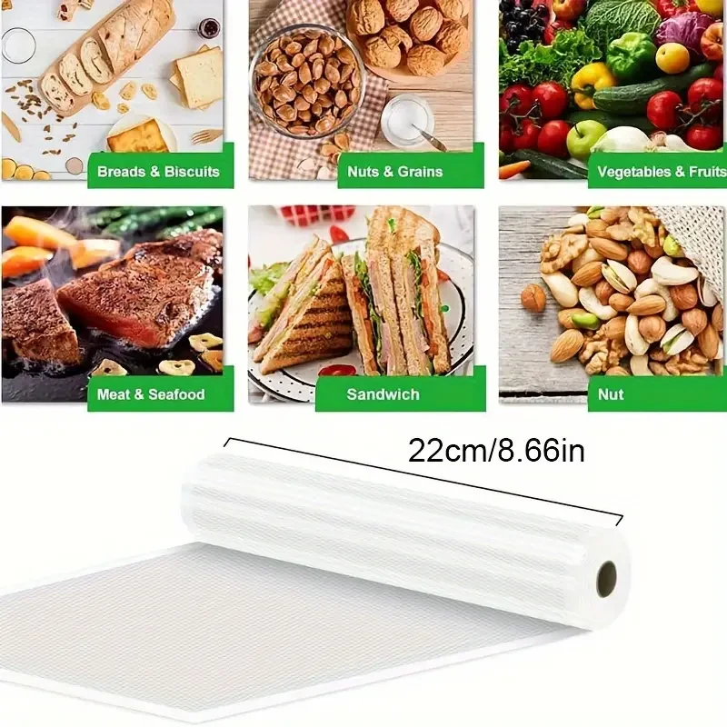 Vacuum Sealer Bags, 1 Rolls Kitchen Food Meat Saver Storage Bags, Embossed, BPA Free, With Diamond Texture For Meal Prep Sous Vide