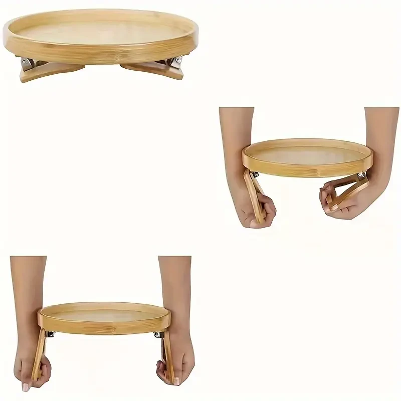 Foldable Bamboo Sofa Armrest Tray: Perfect for Instant & Stable End Table for Sofa