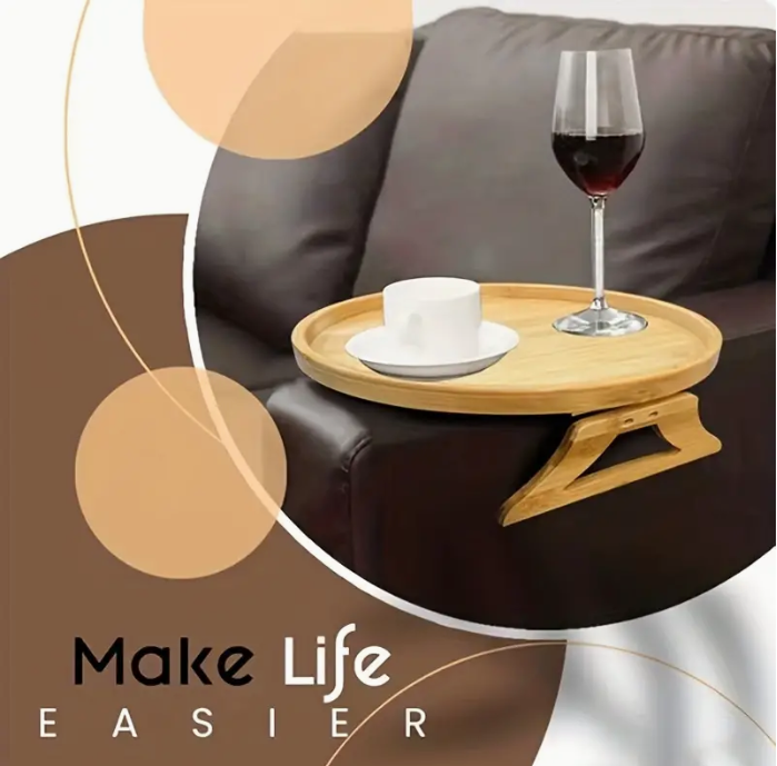 Foldable Bamboo Sofa Armrest Tray: Perfect for Instant & Stable End Table for Sofa