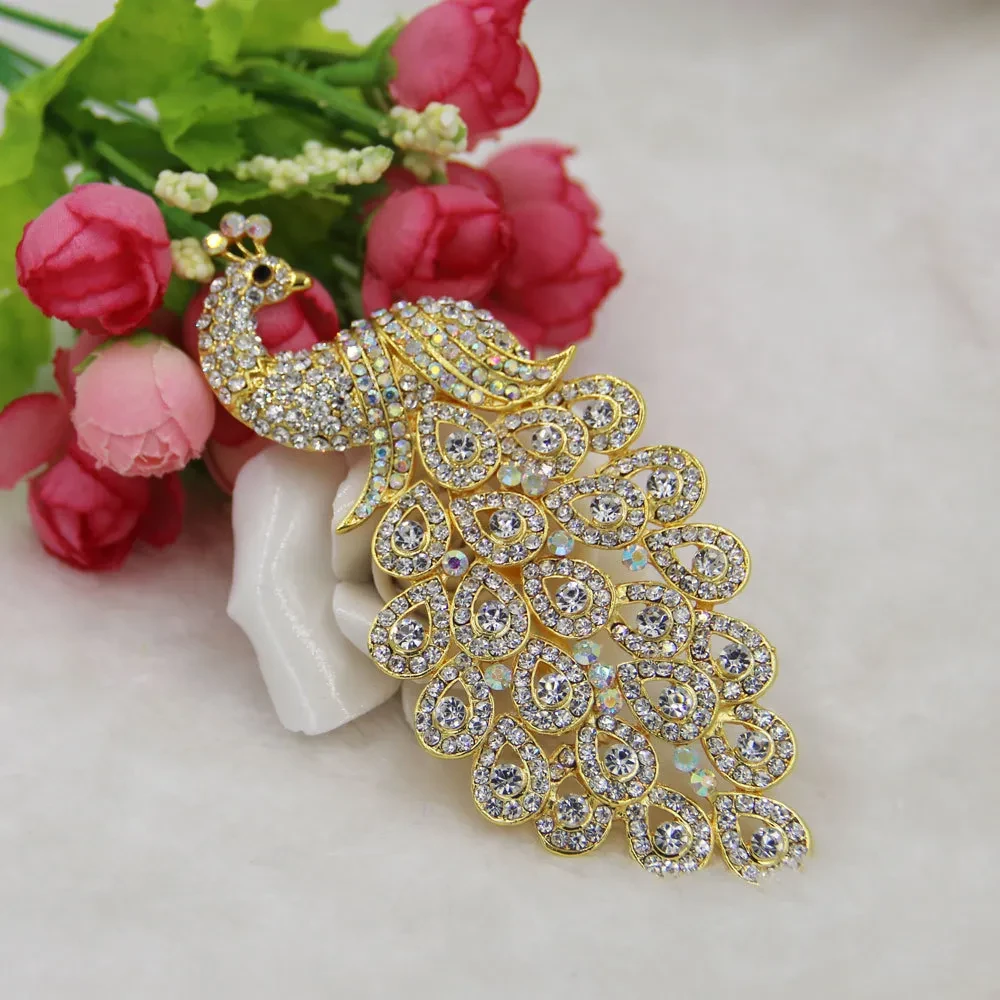 Peacock brooch corsage shawl pin
