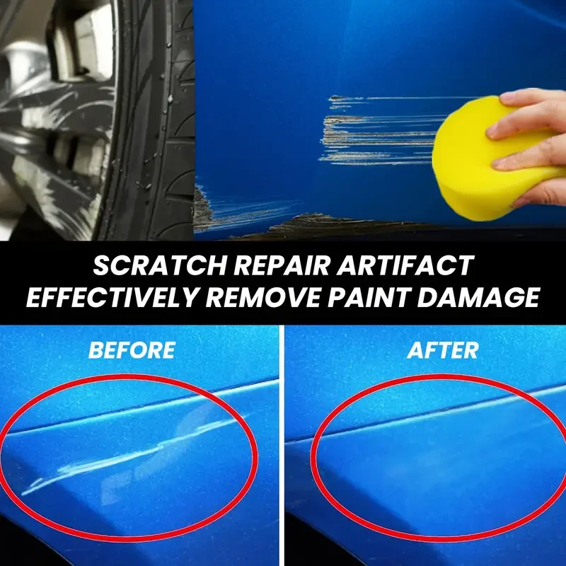 Quick-Fix Car Scratch Repair Wax - Instant Polish & Paint Restoration for Cars, SUVs, Boats, Trucks & RVs - Includes Sponge
