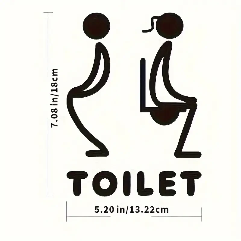 3D Acrylic Unisex Bathroom Door Sign  Stylish Black Design