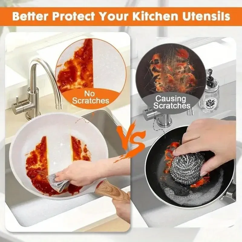 Ultra-Fine Microfiber Steel Wool Soap Pads - 20/30pcs Double-Sided Kitchen Scrubbers for Dishes & Cookware