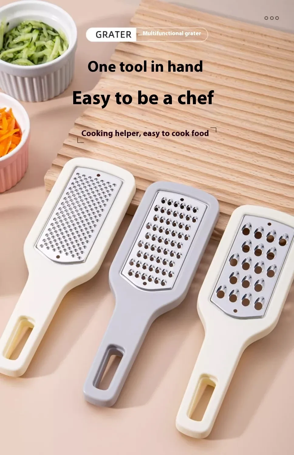 3 In 1 Cheese Grater Portable Handheld Stainless Steel Vegetable Grater Kitchen Tools Efficient Food Graters Home Kitchen Gadgets