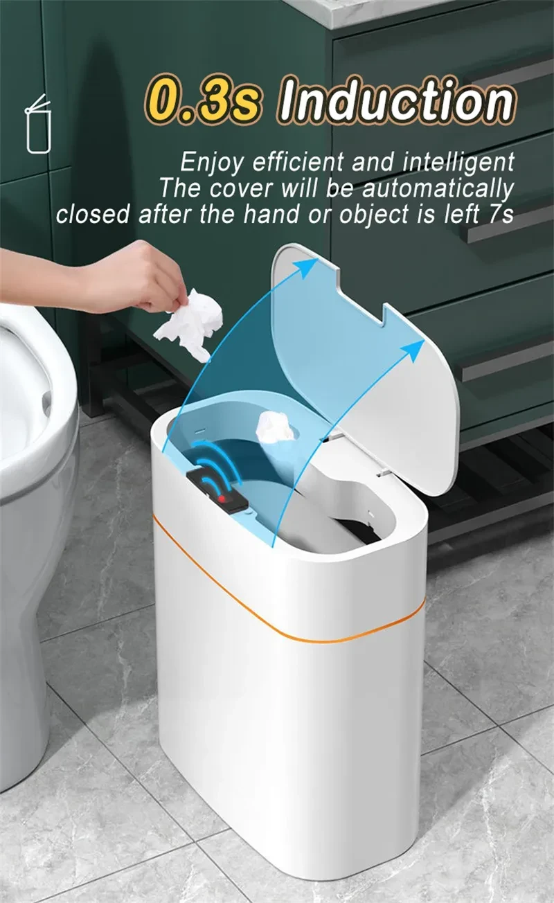 Smart Trash Can With Lid For Bedroom And Living Room
