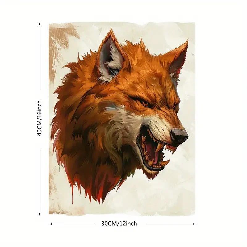 1pc, Angry Wolf Head Canvas Art Print
