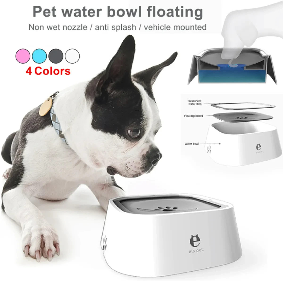 Pet Dog Bowl Floating Not Wetting Mouth Cat Bowl No Spill Drinking Water Feeder