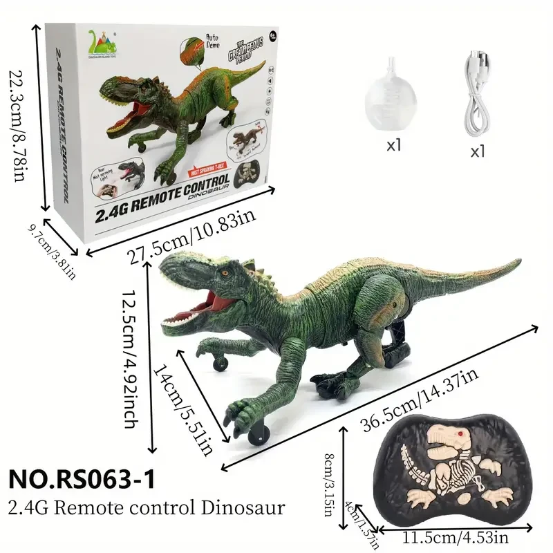 Remote Control Tyrannosaurus Rex Dinosaur Toy Glowing Spray