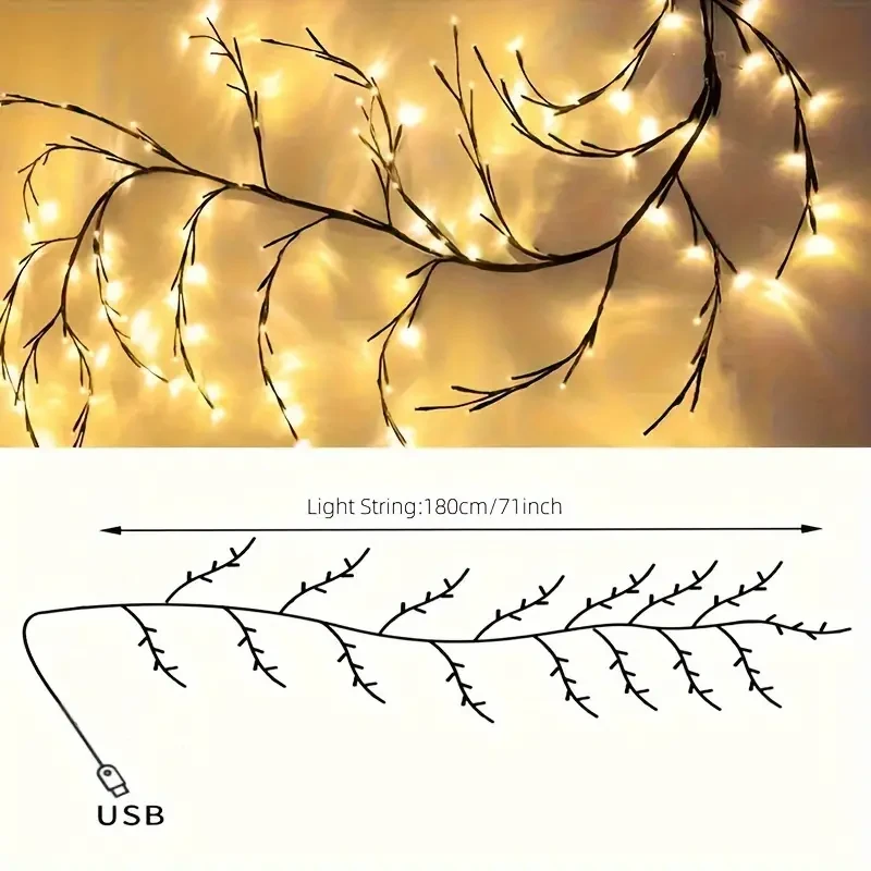 USB-Powered Willow Branch LED Wall Decor 96 Lights