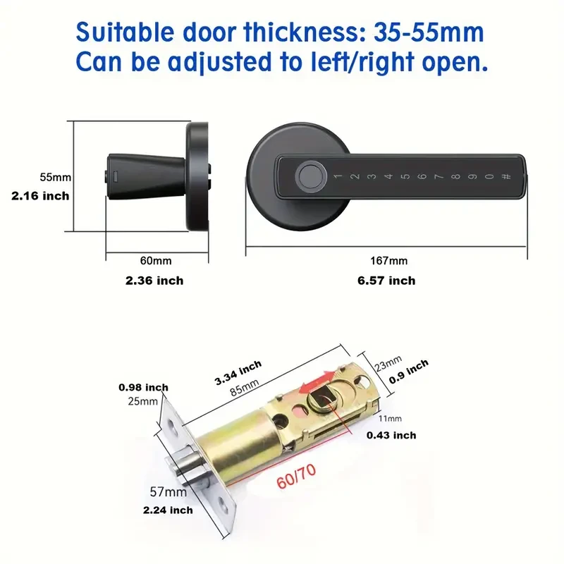 Smart Door Lock with Biometric Fingerprint and RFID Card Access, Wireless Aluminum Electronic Deadbolt