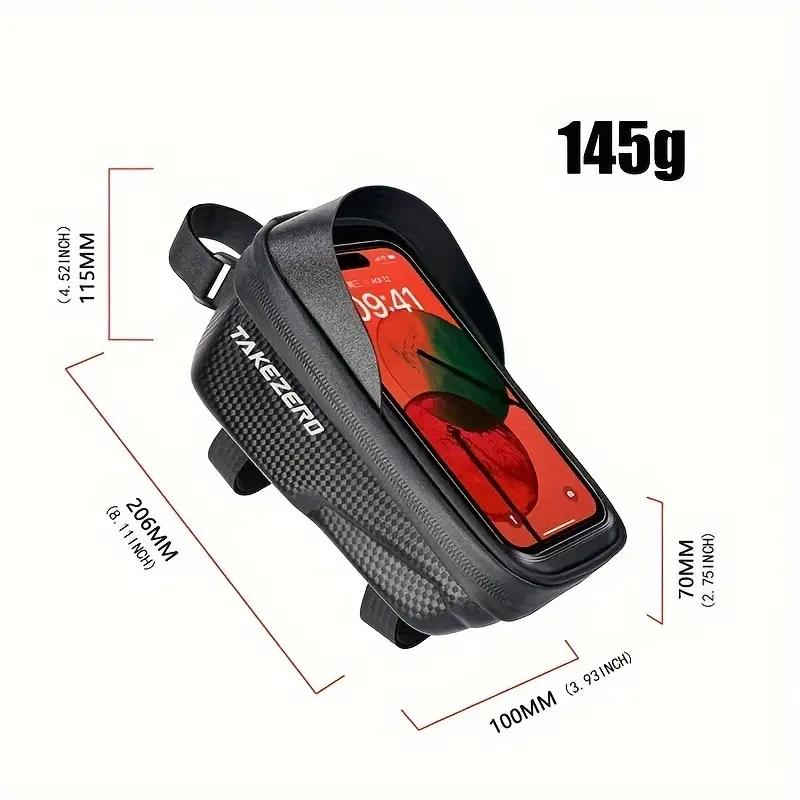 EVA Hard Shell Front Beam Bike Bag with Phone Pocket for Mountain Bikes
