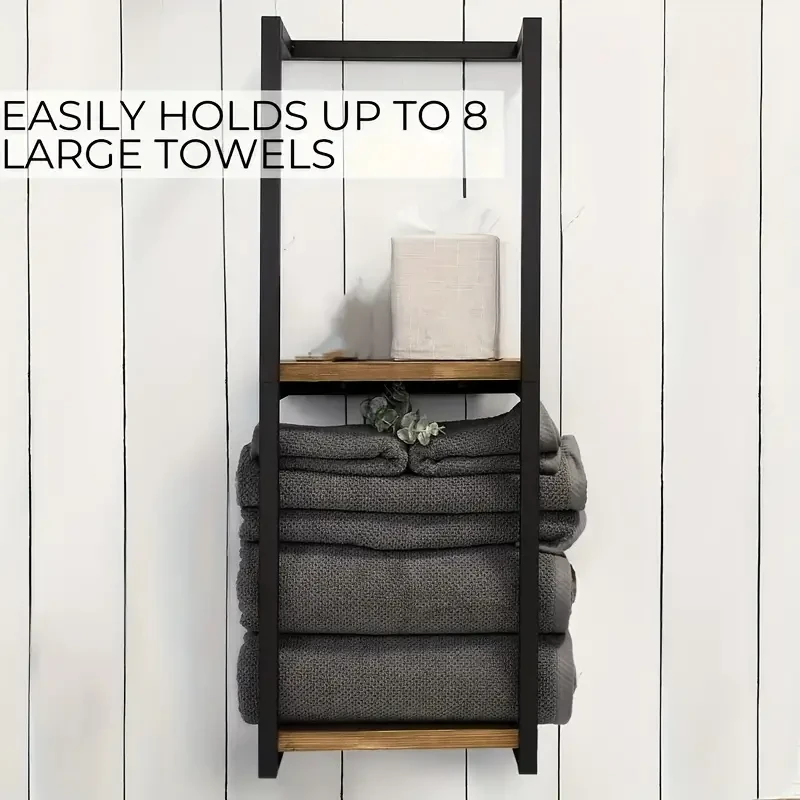 2-Tier Space-Saving Wall Mounted Towel Storage Rack - Sturdy Organizer for Home, Bathroom, and Bedroom