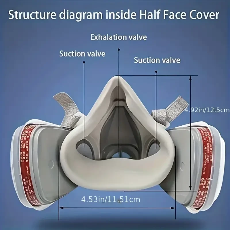1 Set Upgraded Reusable Half Face Cover Gas Mask Kit with 10 Filter Cotton, Activated Carbon Protection for Formaldehyde