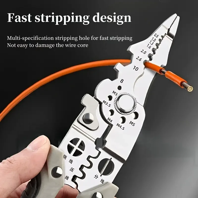 Heavy-Duty Multi-Functional Stainless Steel Wire Cutter and Stripper Pliers - 8.5in Industrial-Grade Electrical Pliers
