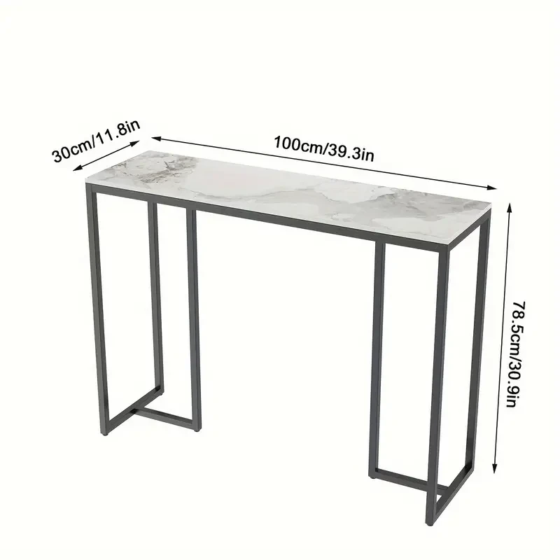 Luxury Modern Hallway Console Table Accent Furniture Glossy Real Sintered Stone Narrow Table Shelf Display Entryway Desk For Hall Sofa Living Room