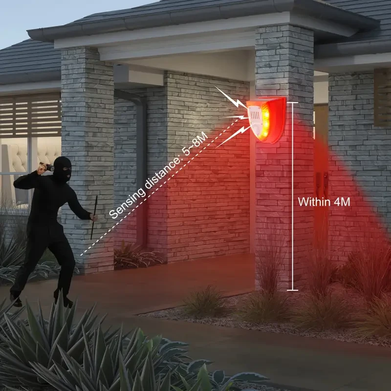 1pc Solar-Powered Security Alarm with 129dB Sirens, Motion-Activated Strobe Light  Outdoor Warning System for Farms, Barns & Yards