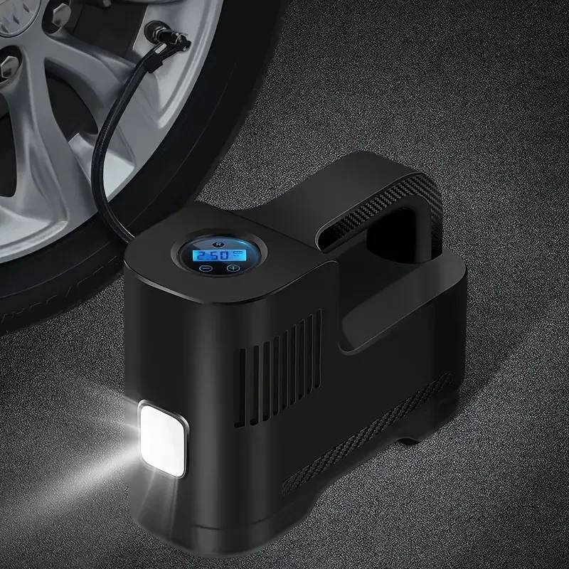 1pc High-Power Portable Air Compressor Pump - Rapid Corded Digital Tire Inflator with LED Lights - Versatile for Cars & Motorcycles