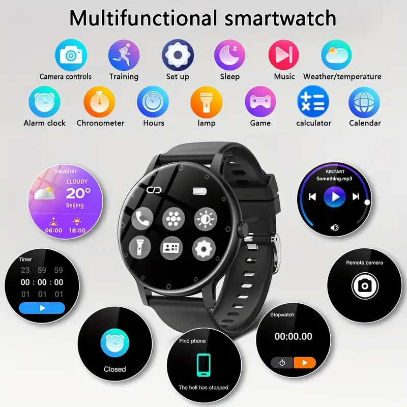 Smart Watch 3.53cm Full Touch Screen: With Sleep Tracker, Wireless Call, Pedometer, Music Control, 100+ Sport Modes, Ai Control, Games, Fitness Smart Bracelet For Android/ IOS Phones, Perfect For Women & Men.