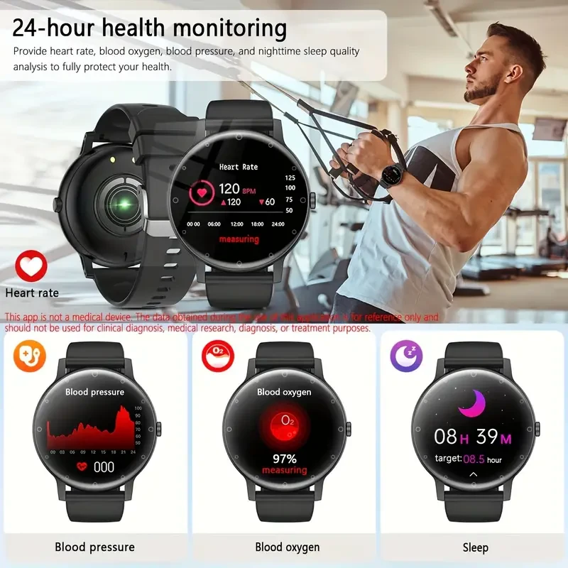 Smart Watch 3.53cm Full Touch Screen: With Sleep Tracker, Wireless Call, Pedometer, Music Control, 100+ Sport Modes, Ai Control, Games, Fitness Smart Bracelet For Android/ IOS Phones, Perfect For Women & Men.