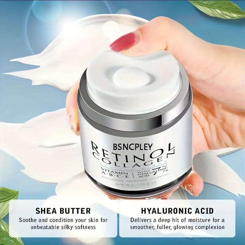 Retinol Collagen Cream 50ml/1.7oz - Intensive Firming, Moisturizing & Nourishing Face Cream for Sensitive Skin, Day & Night Use, Enriched with Vitamin C & E, Hyaluronic Acid for Glowing, Smooth, and Radiant Complexion