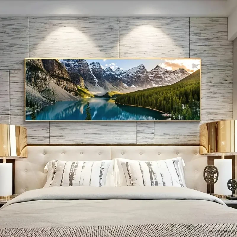 Breathtaking Lake Forest Mountain Scenery Wall Art Decor