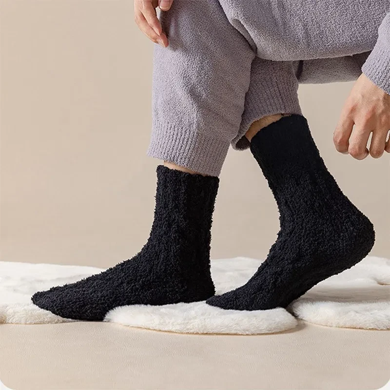 Winter Warm Fuzzy Coral Fleece Socks  Thick Velvet Home Sleeping Floor Socks for Men & Women