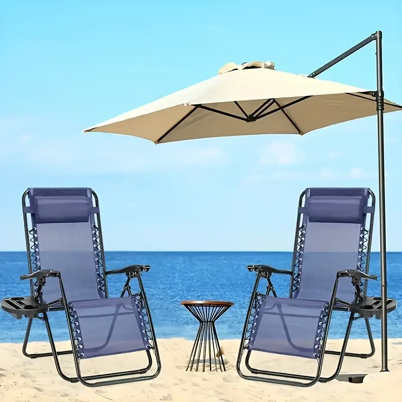 Zero Gravity Lounger with Cup Holder and Adjustable Pillow
