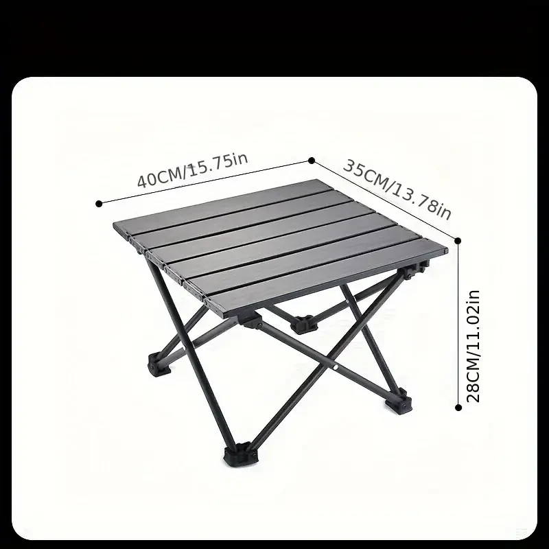 Stainless Steel Casual Style Portable Table - Foldable with Leg Base, Tough Parts, Steel Pipe Support, Steady Foot Pad, Rivet Reinforcement