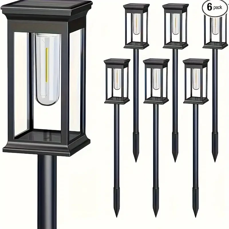 Solar Lights, 6 Pack, Auto On/Off Solar Lights For,, Patio, 8.7x7.9x5.5 Inches, 150 Lumens