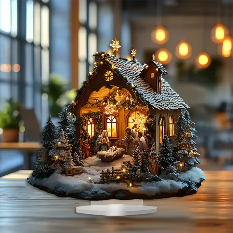 25.4x20.32 cm Bohemian Style Acrylic Nativity Scene Display Stand