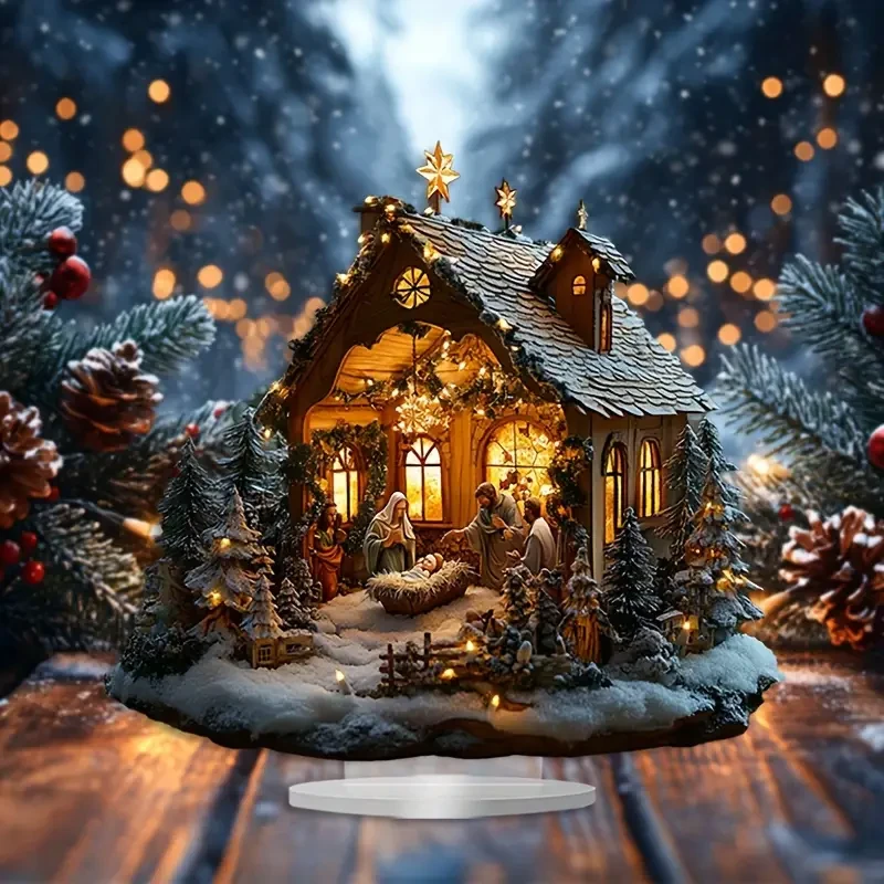25.4x20.32 cm Bohemian Style Acrylic Nativity Scene Display Stand