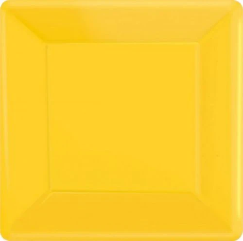 Paper Plates 26cm Square 20ct - Yellow Sunshine