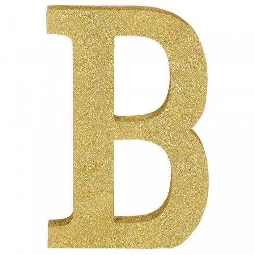 Letter B Gold Glittered Decoration Wooden