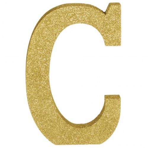 Letter C Gold Glittered Decoration Wooden