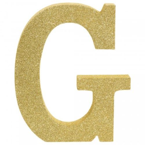 Letter G Gold Glittered Decoration Wooden