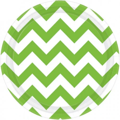 Chevron Round Plate - Kiwi - Pack of 8