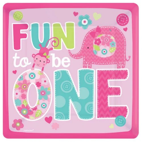 Square Plates - One Wild Girl (8 units) - Pack of 8