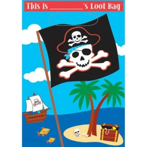 Folded Loot Bags - Pirate Party - Pack of 8