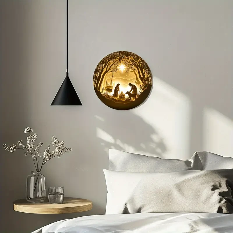 Jesus Birth Scene Decorative Wall Art, 20.32x20.32 cm