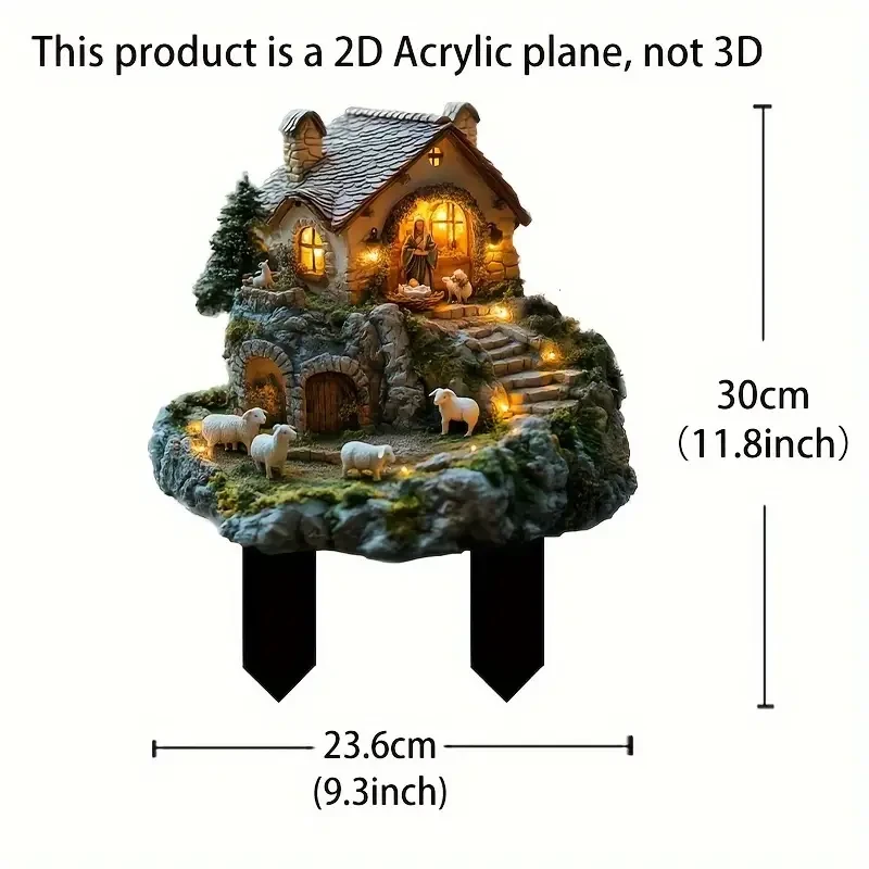 Classic Nativity Scene Acrylic Garden Sign 29.97cm x 22.35cm