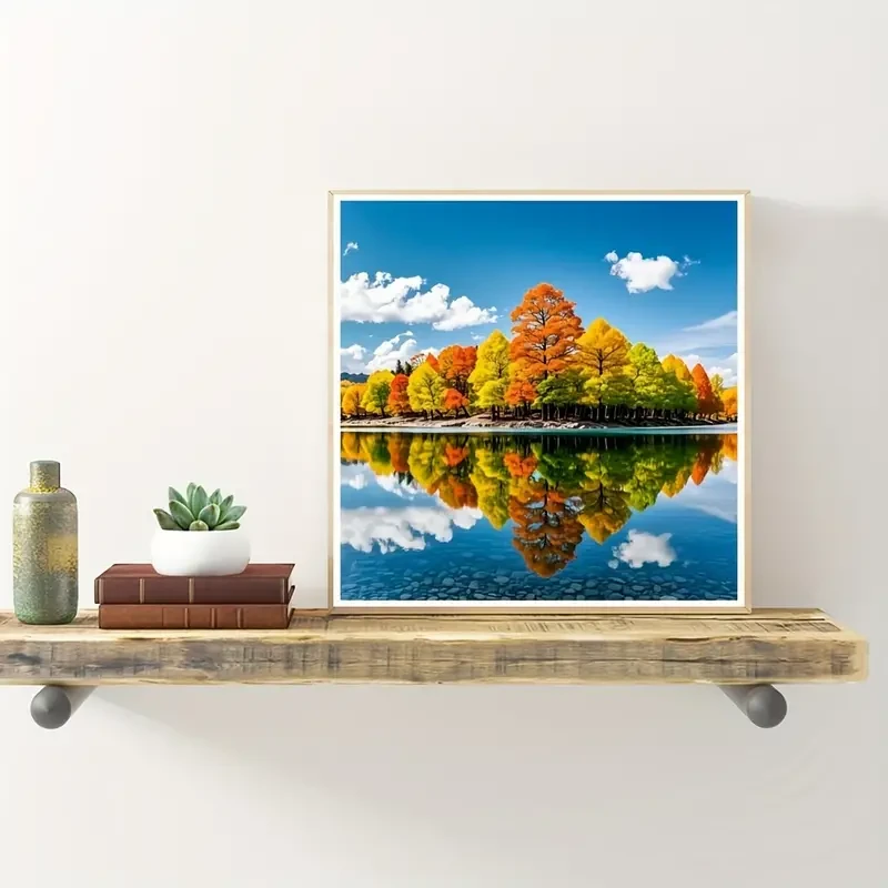 Autumn Scenery Reflection Diamond Art Kit - 3D Landscape DIY Home Decor