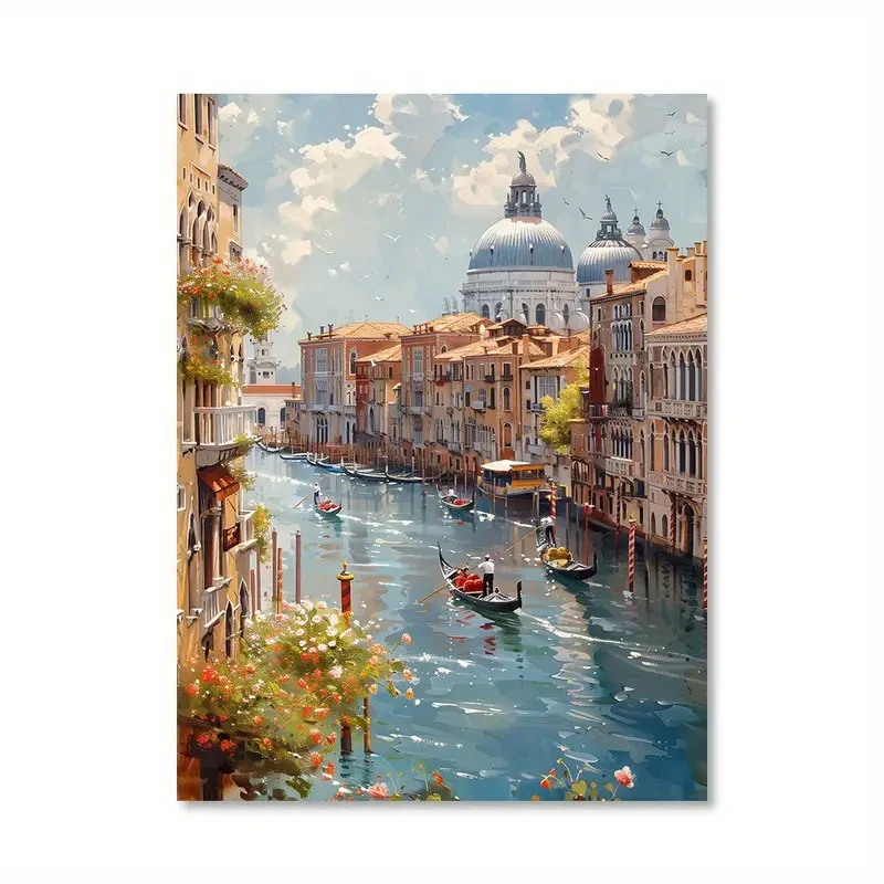Venice Canals Scene - 30.48x40.64cm Unframed Canvas Art Print