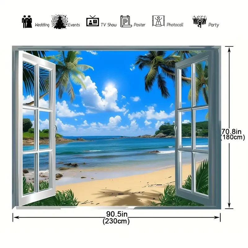 Life-Like Coconut Tree Beach Backdrop - Perfect for Romantic Wedding Photos