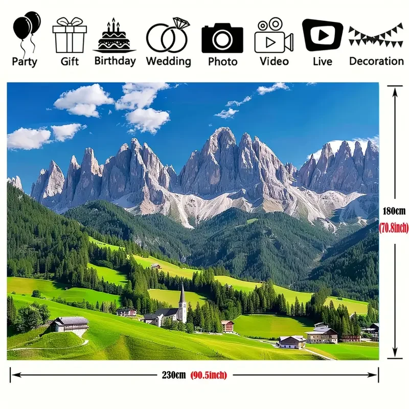 Swiss Alps & Dolomites Scenic Backdrop - Versatile Polyester Photography