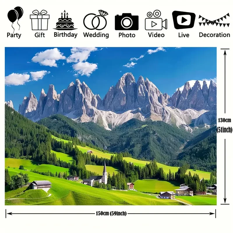 Swiss Alps & Dolomites Scenic Backdrop - Versatile Polyester Photography