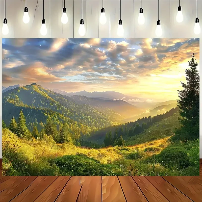Polyester Mountain Scenery Backdrop - Universal Fit for All Occasions
